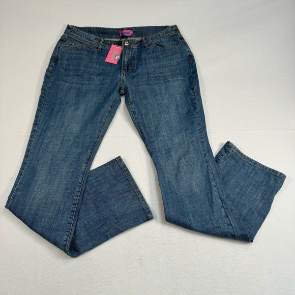 Edikted Flare Leg Jeans Womens Size XL Mid Rise Dark Wash Nwt - Picture 1 of 15